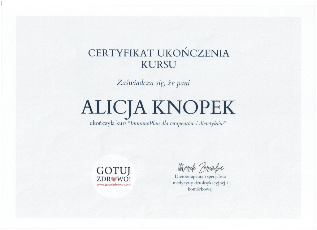 certyfikat gotuj zdrowo